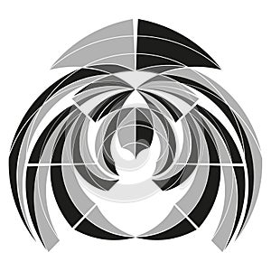 Concentric abstract pattern. Swirling vortex shape. Dynamic geometric lines. Vector motion illustration.