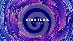 Concentric abstract vector particle motion with trail. Circle pattern tunnel. Orbit star tail