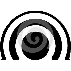 Concentric arches and circle symbol