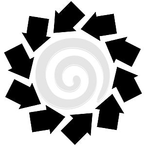 Concentric arrows symbol to illustrate rotation, gyration, torsion, turning concepts photo