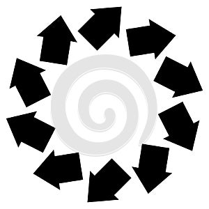 Concentric arrows symbol to illustrate rotation, gyration, torsion, turning concepts