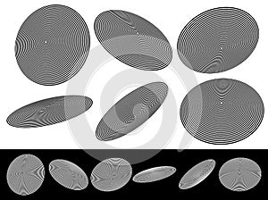 Concentric circle elements. Radiating, radial circles.