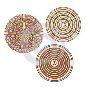 Concentric circle pattern. Abstract geometric forms. Radial design Vector. Decorative ring elements.
