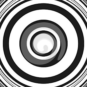 Concentric circles abstract circular pattern. Geometric monochro