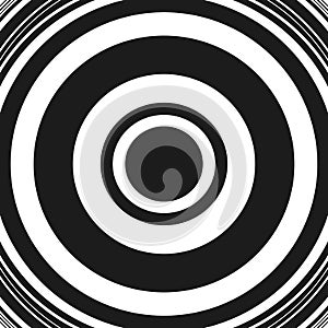 Concentric circles abstract circular pattern. Geometric monochro