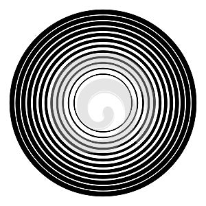 Concentric circles geometric element. Radial, radiating circular