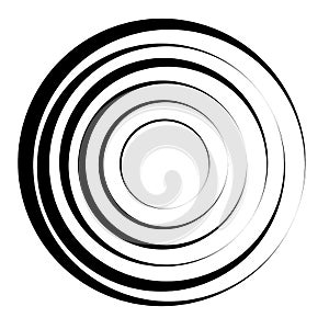 Concentric circles geometric element. Radial, radiating circular
