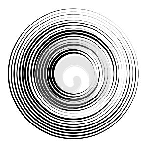 Concentric circles geometric element. Radial, radiating circular