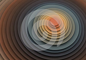 Concentric circles in a gradient pattern create a 3D effect. The