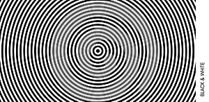 Concentric circles pattern. Black and white design with optical illusion. Abstract striped background. Vector illustration