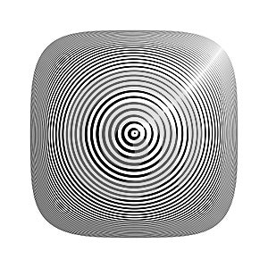 Concentric Circles Pattern with 3D Illusion Effect on Square Button