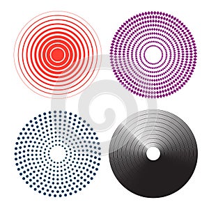 Concentric circles, radial lines pattern. Pain circle photo
