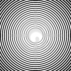Concentric circles, radial lines patterns. Monochrome abstract