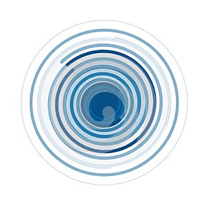 Concentric circles in varying shades of blue create a ripple effect, radiating from a