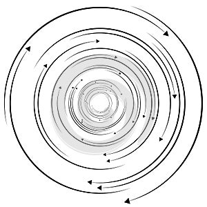 Concentric, circular arrows. Random dynamic circle arrows.