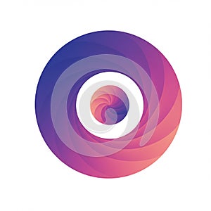 A concentric circular design featuring a spiral pattern with a gradient transitioning