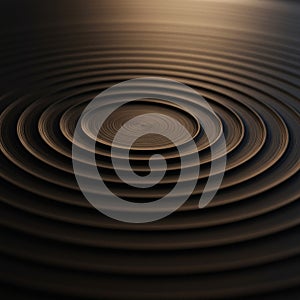Concentric circular patterns create a hypnotic design, resembling ripples on a dark,