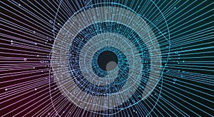 Dynamic abstract technology design with glowing lines and binary code for modern tech concepts and futuristic themes