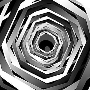 Concentric geometric hexagons / octagons. Abstract monochrome pa