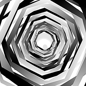 Concentric geometric hexagons / octagons. Abstract monochrome pa