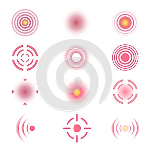 Concentric pain red circle set, target point