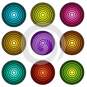 Concentric pipe shape in multiple colors over white