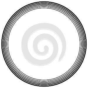Concentric, radial circles pattern. Radiating, circular spiral, vortex lines. Rays, beams, signal burst design. Merging rippled