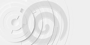 Concentric random rotated white ring or circle segments fading out background wallpaper banner flat lay top view from above with