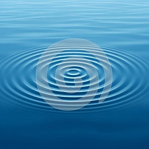 Across a calm blue water surface, creating a pattern of circular