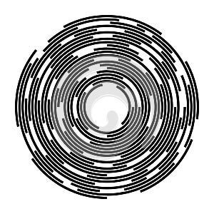Concentric segments of circles. Lines following a circle path