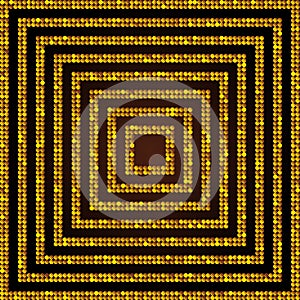 Concentric Square Gold Mosaic, Sequin, Glitter,
