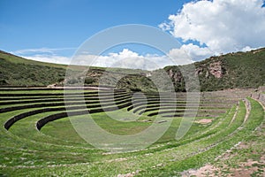 Concentric terraces Inca period Moray Urubamba valley Peru