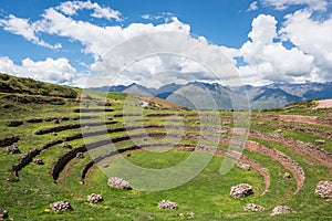 Concentric terraces Inca period Moray Urubamba valley Peru