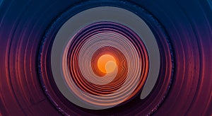 Abstract Tunnel with Blue and Orange Gradient Lighting Effect