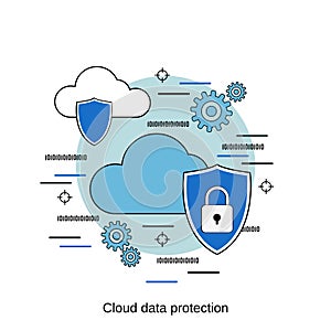 Cloud data protection, information security vector concept