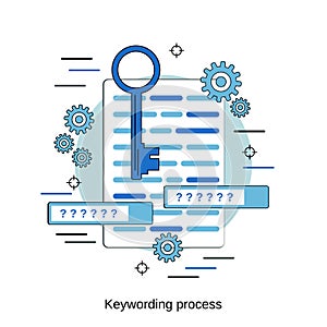 Keywording process flat design vector concept