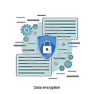 Data encryption, information protection flat design vector concept