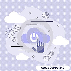 Cloud computing, network flat design vector concept