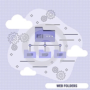 Web folders, data storage, networking flat design vector concept