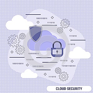 Cloud security, data protection flat design vector concept