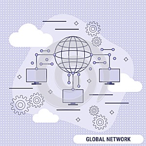 Global network flat style vector concept