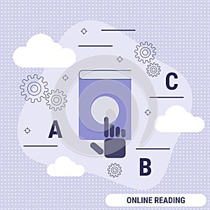 Online reading flat style vector concept