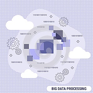 Big data processing, information computing flat style vector concept