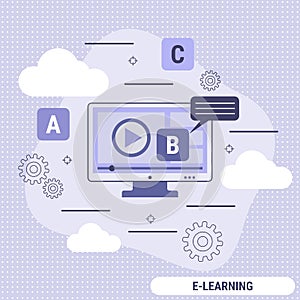 E-learning, online education flat style vector concept