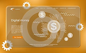 Digital money glassmorphism stylevector concept illustration photo