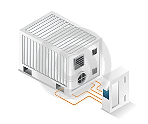 Concept 3d illustration solar panel energy storage battery box