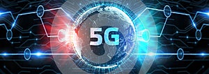 The concept of 5G network, high-speed mobile Internet, new generation networks. Business, modern technology, internet and