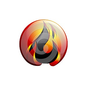 Concept abstract design flame fire ball logo template in orange and gray