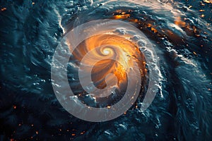 Concept Abstract Nature, Majestic Cyclone Swirl from Above Natures Fury in Artistic Minimalism