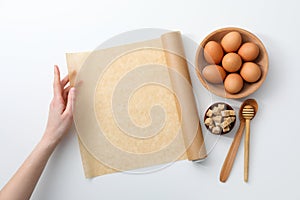 Concept of accessories for cooking and baking - baking paper